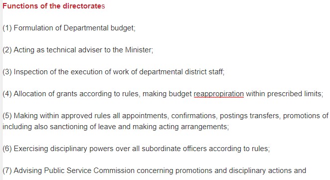 Governance at State and District levels-Secretariat and Directorates and their relationships